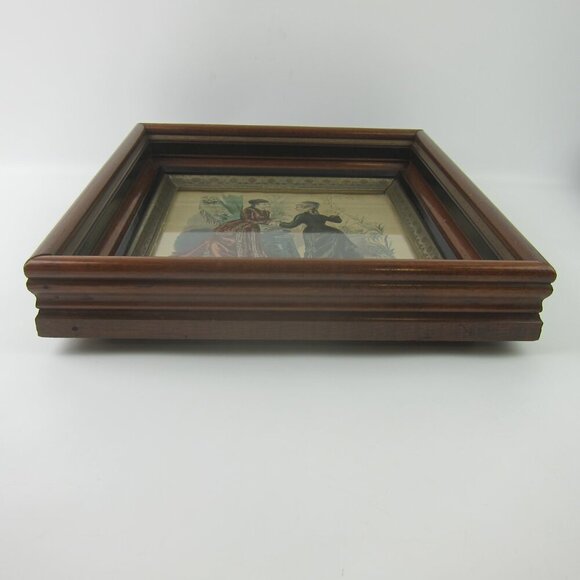 Antique Victorian Deep Picture Frame Wood Gilt La Mode Paris Print in Glass 16" - Picture 10 of 15